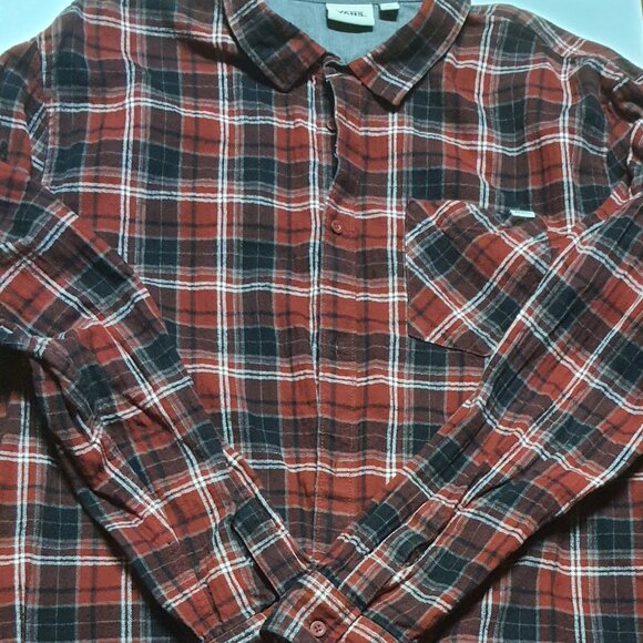 Vans Off the Wall Men Flannel Long Sleeve Button Up Shirt Red Plaid XXL - Picture 1 of 3